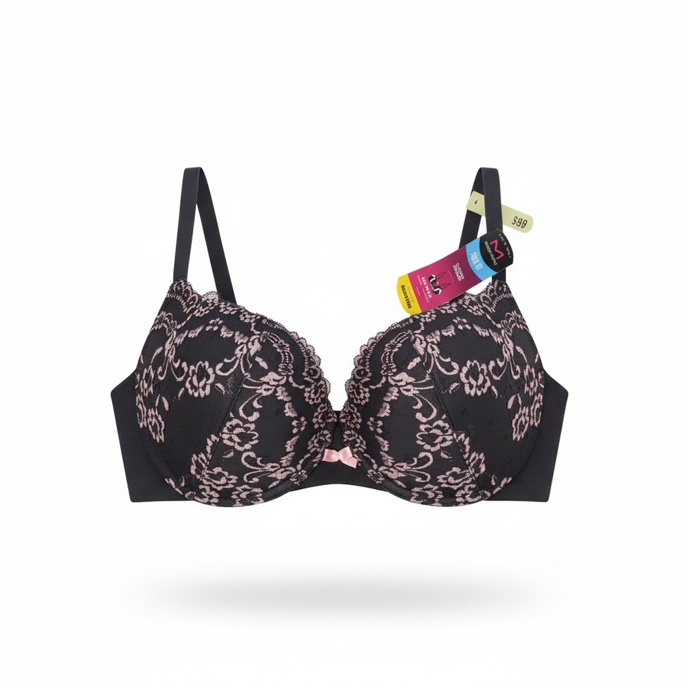 Maidenform Black and Blush Lace Underwire Bra